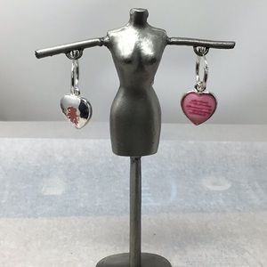 Pink Heart Silver Earrings